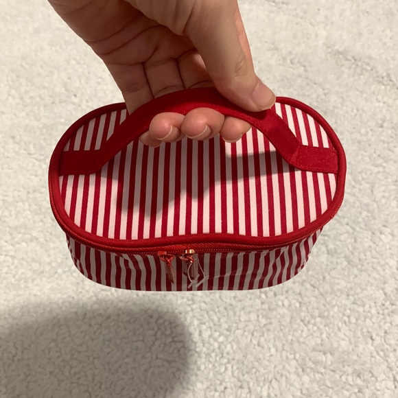 Red and White Striped Makeup Bag - Picture 3 of 17